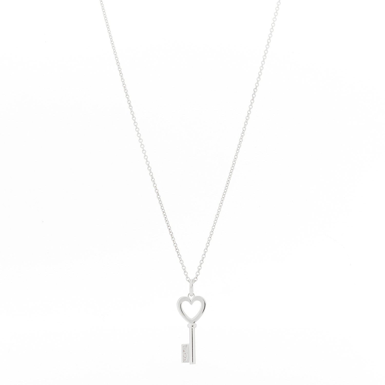 Tiffany Sterling Silver Mini Heart Key Pendant Necklace 1 of 5