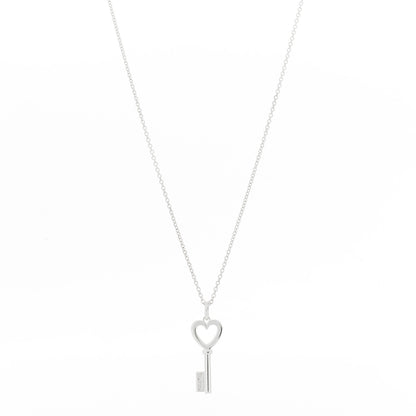 Tiffany Sterling Silver Mini Heart Key Pendant Necklace 1 of 5