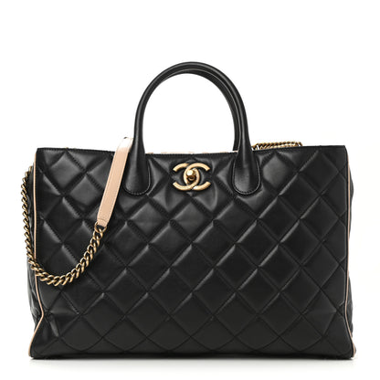 Chanel Lambskin Portobello Tote Black Beige 1 of 10