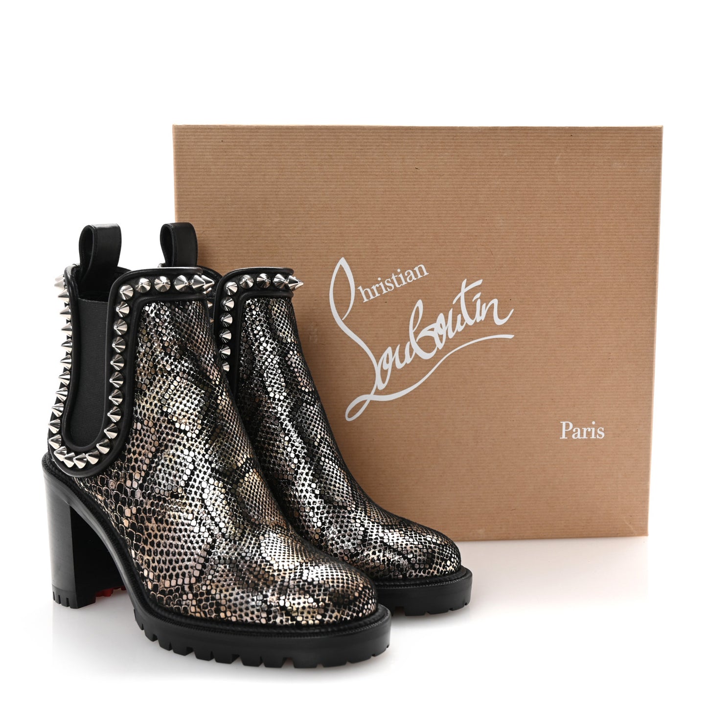 Suede Snakeskin Embossed Spiked Capahutta 70 Chelsea Boots 36.5