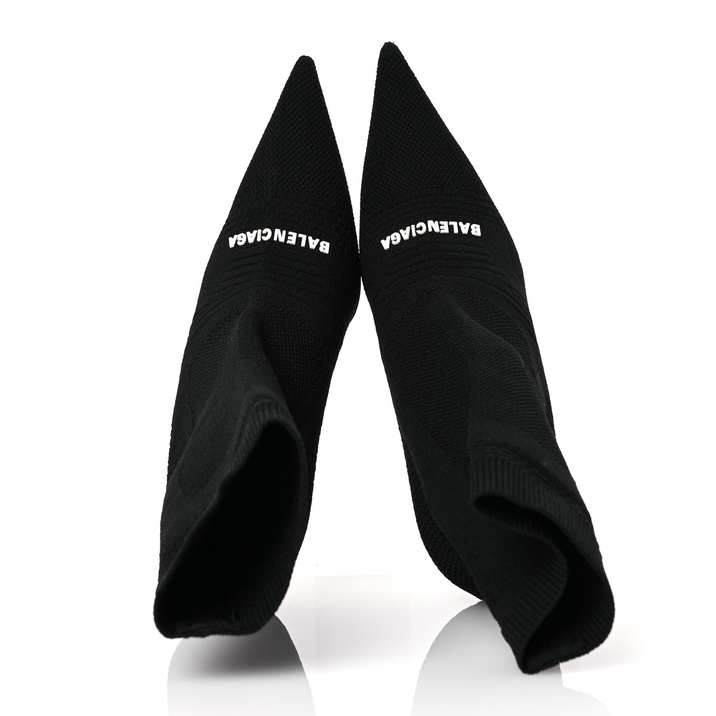 Textured Recycled Knit Logo Extreme Pointed Toe Knife 2.0 Booties 36 Black