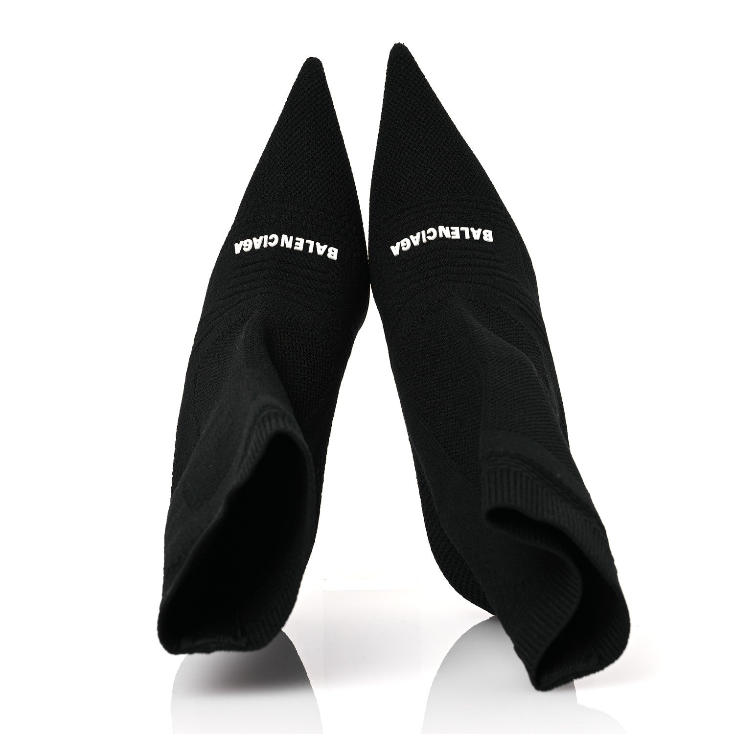 Balenciaga Textured Recycled Knit Logo Extreme Pointed Toe Knife 2.0 Booties 36 Black 2 of 10