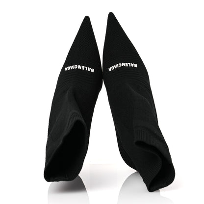 Balenciaga Textured Recycled Knit Logo Extreme Pointed Toe Knife 2.0 Booties 36 Black 2 of 10