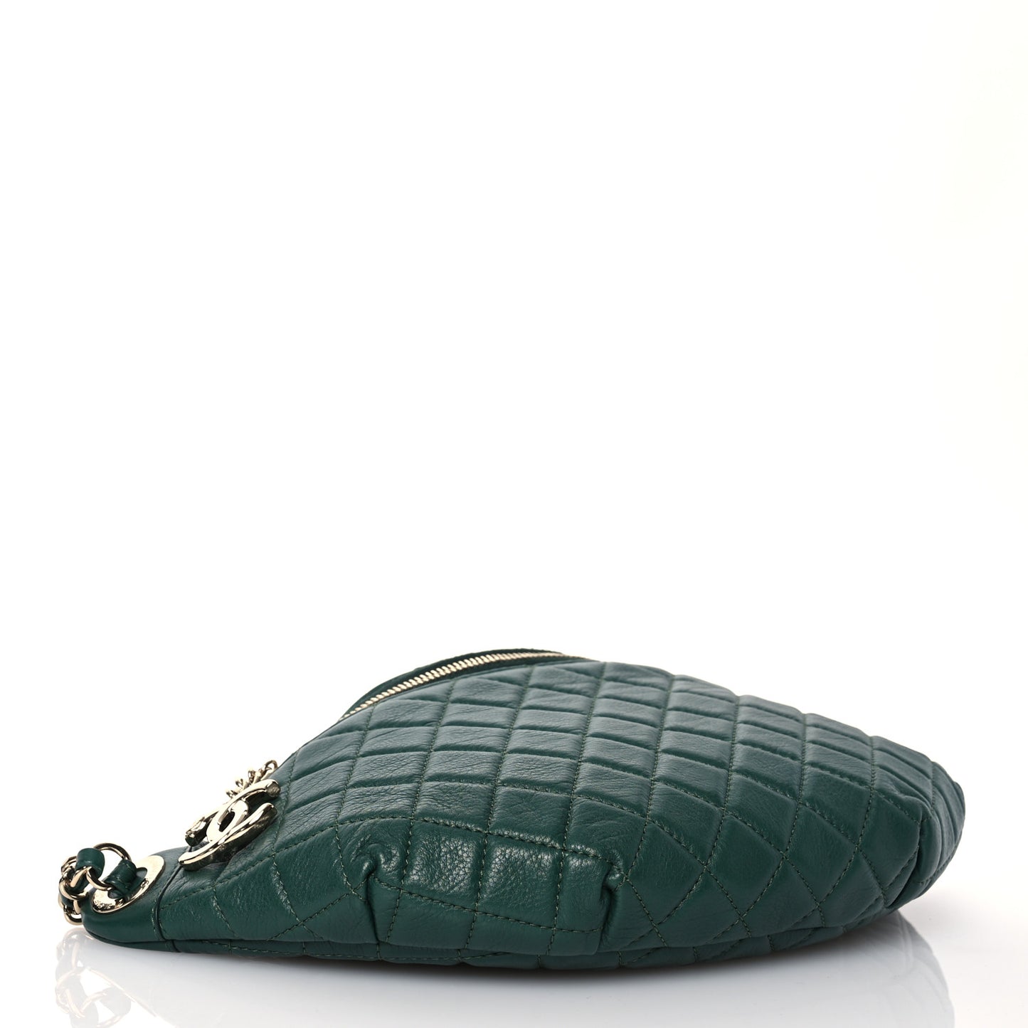 Calfskin Quilted Banane Waist Bag Fanny Pack Dark Green