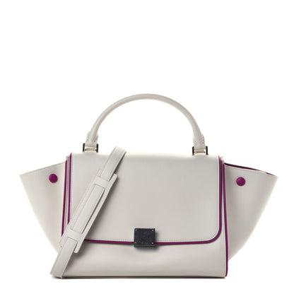 Celine Smooth Calfskin Small Trapeze White Magenta 1 of 5