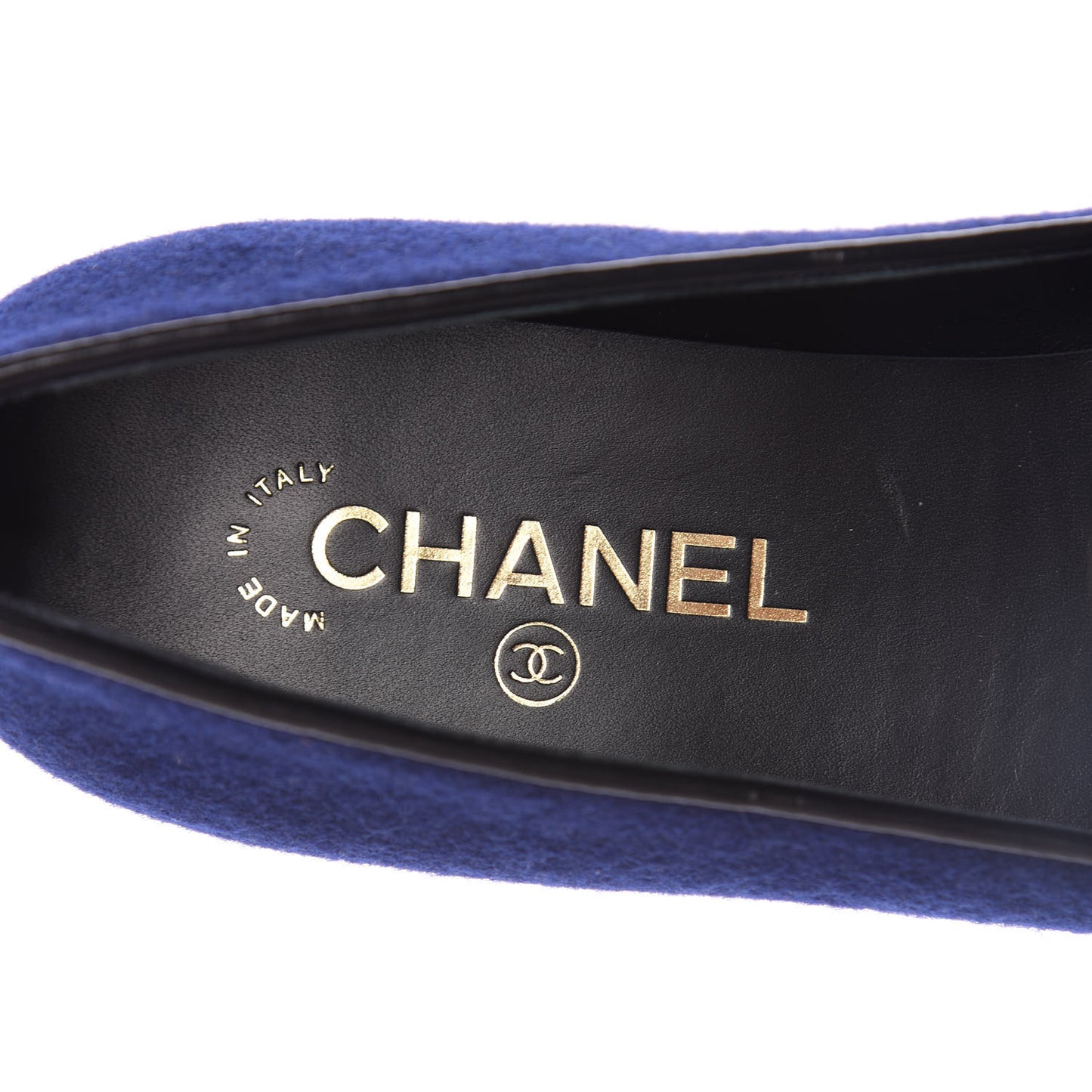 Fabric Lambskin Womens CC Mocassin Loafers 39.5 Navy Black