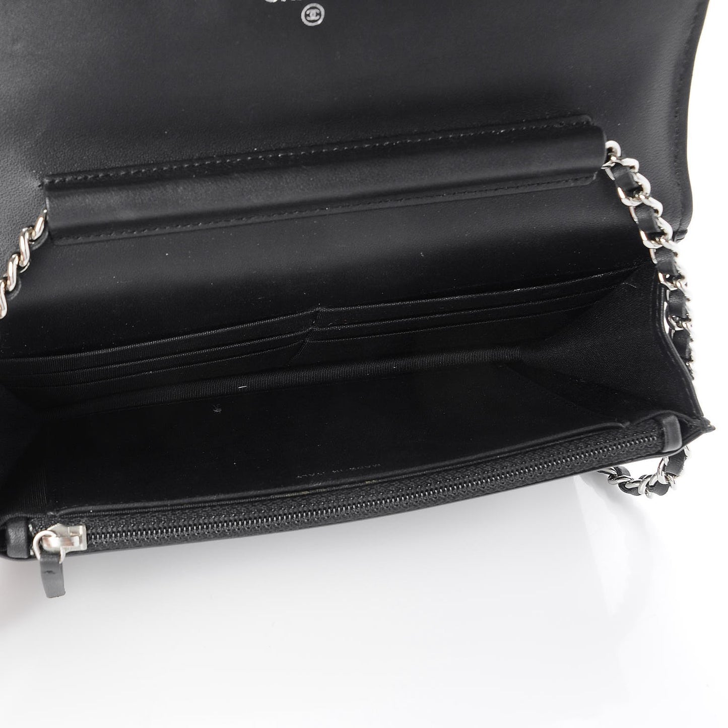 Patent Quilted Brilliant Wallet On Chain WOC Black