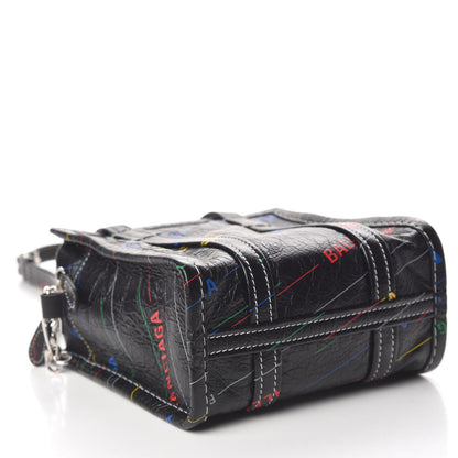 Balenciaga Agneau Arena Logo Multicolor Print XXS Bazar Shopper Tote Black Multicolor 4 of 10
