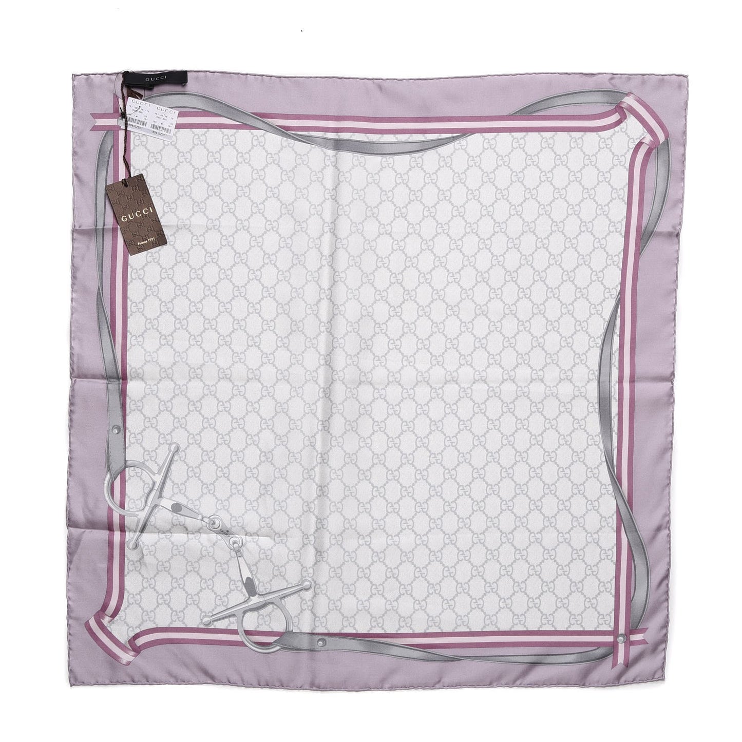 Silk Monogram Horsebit Square Scarf Purple