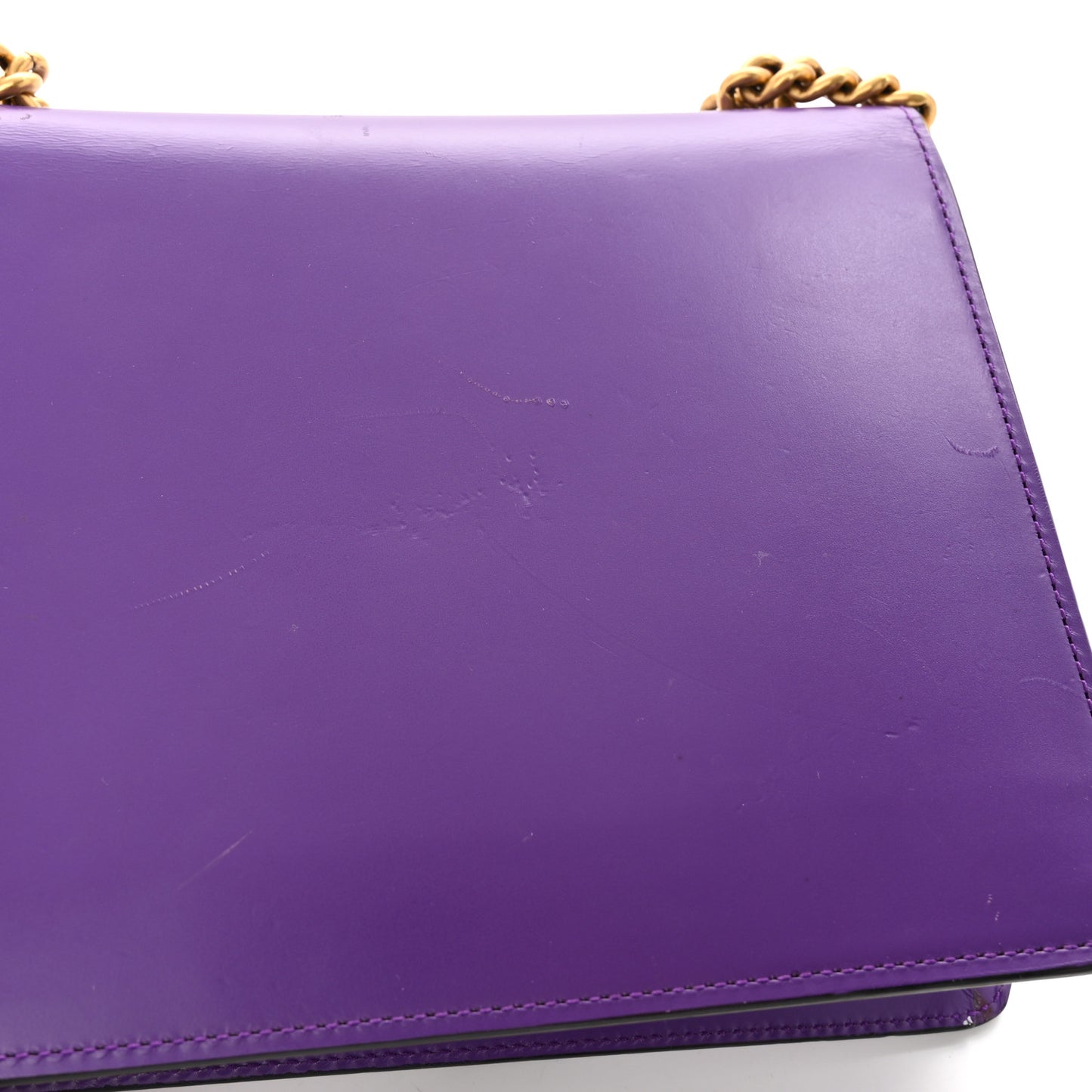 Knight Calfskin Small GG Marmont Chain Handle Bag Shine Purple