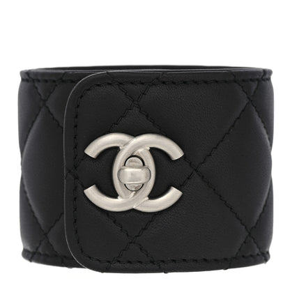 Chanel Lambskin Quilted CC Turnlock Cuff Bracelet S Black 1 of 4
