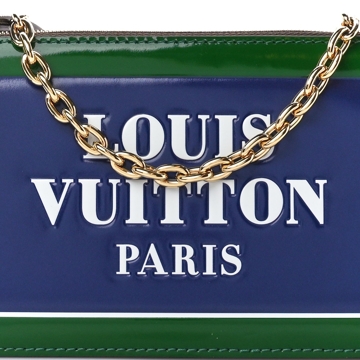 Monogram Calfskin Embossed Lexington Pouch Blue Green