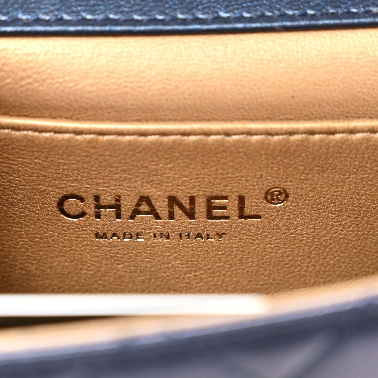 Chanel Iridescent Lambskin Quilted Chic Pearls Flap Navy Blue