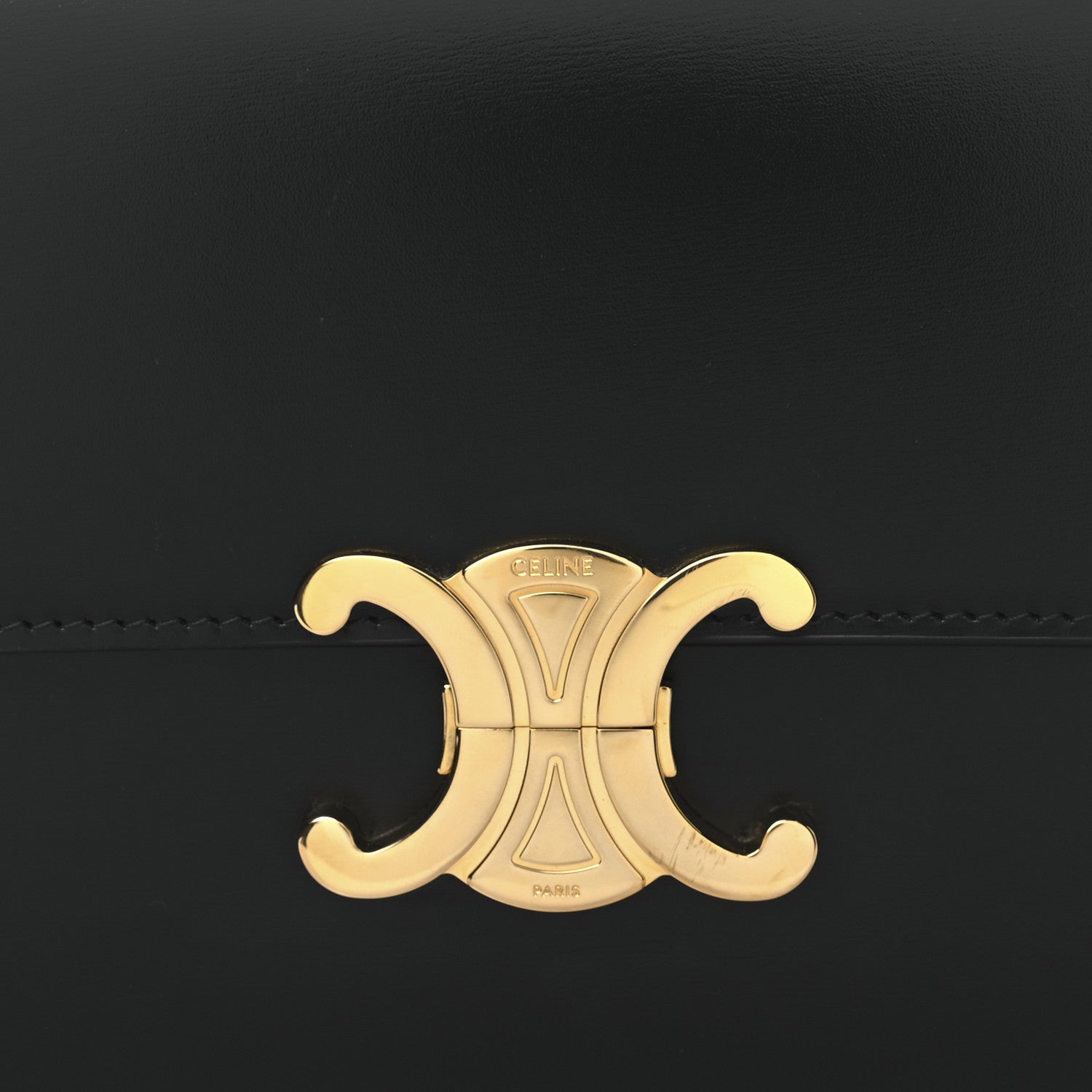 Celine Shiny Calfskin Medium Triomphe Black 9 of 12