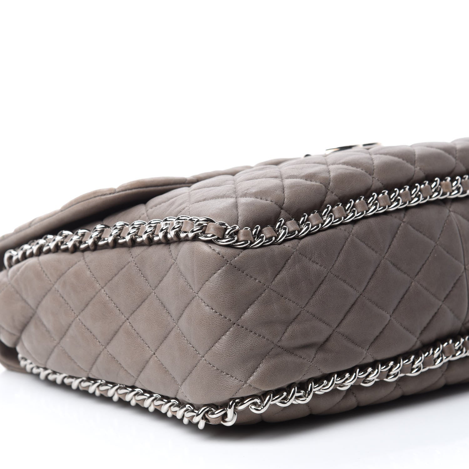 Chanel Washed Lambskin Quilted Chain Around Maxi Flap Taupe 6 of 11