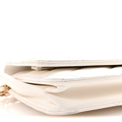 Chanel Lambskin Quilted Romance Wallet On Chain WOC White 10 of 12