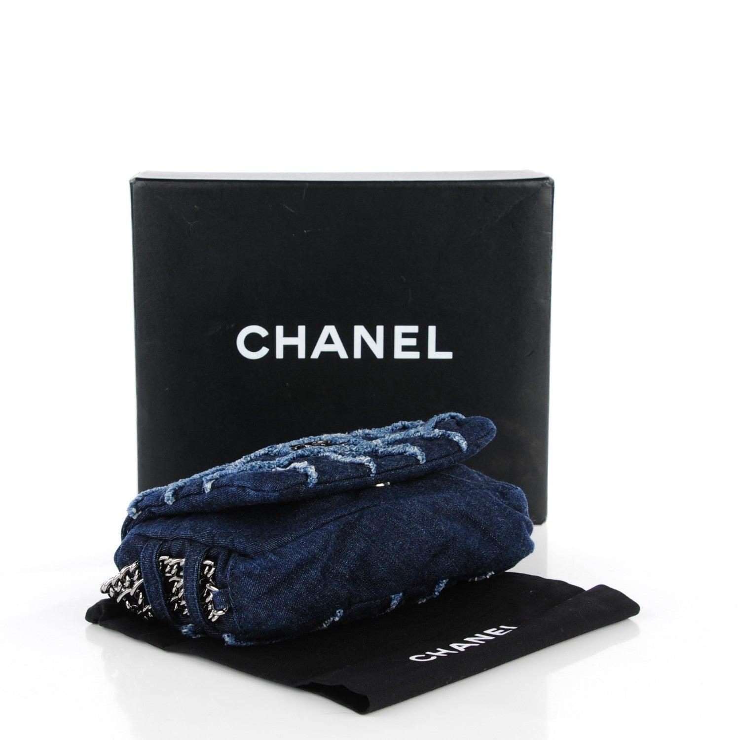 Chanel Denim Patchwork Triple Chain Flap Blue 4 of 7
