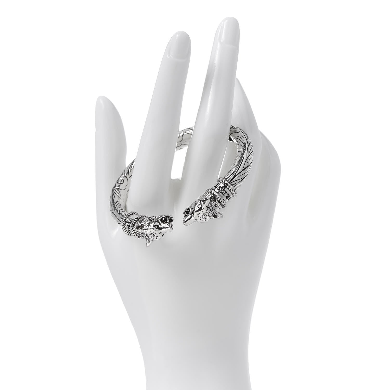 Gucci Sterling Silver Anger Forest Wolf Cuff Bracelet 2 of 5