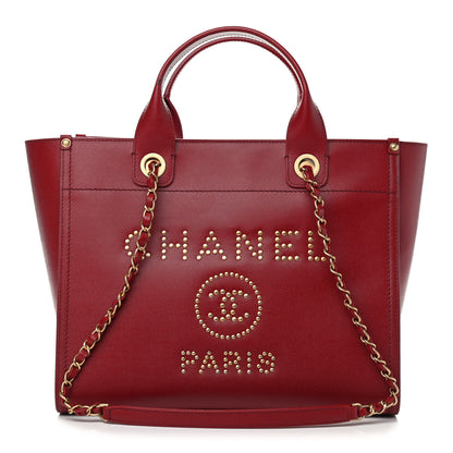 Chanel Caviar Small Studded Deauville Tote Red 1 of 11