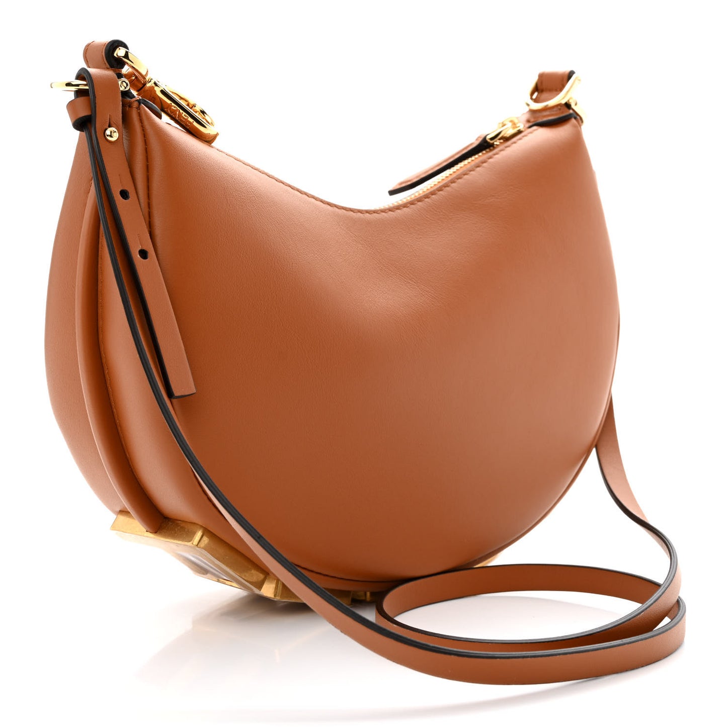 Vitello Grace Matte Mini Fendigraphy Hobo Bag Brandy