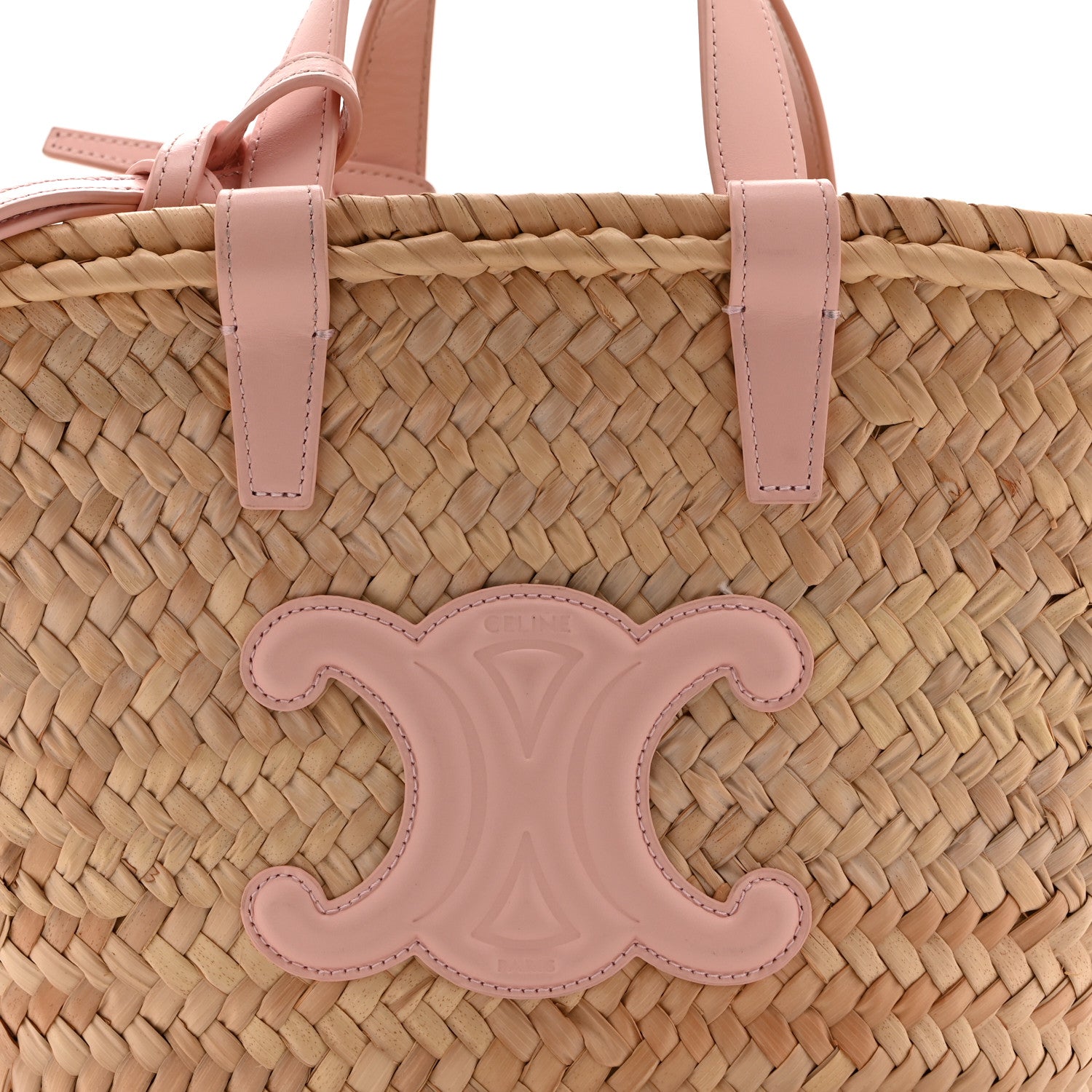 Celine Raffia Calfskin Triomphe Teen Panier Vintage Pink 8 of 10