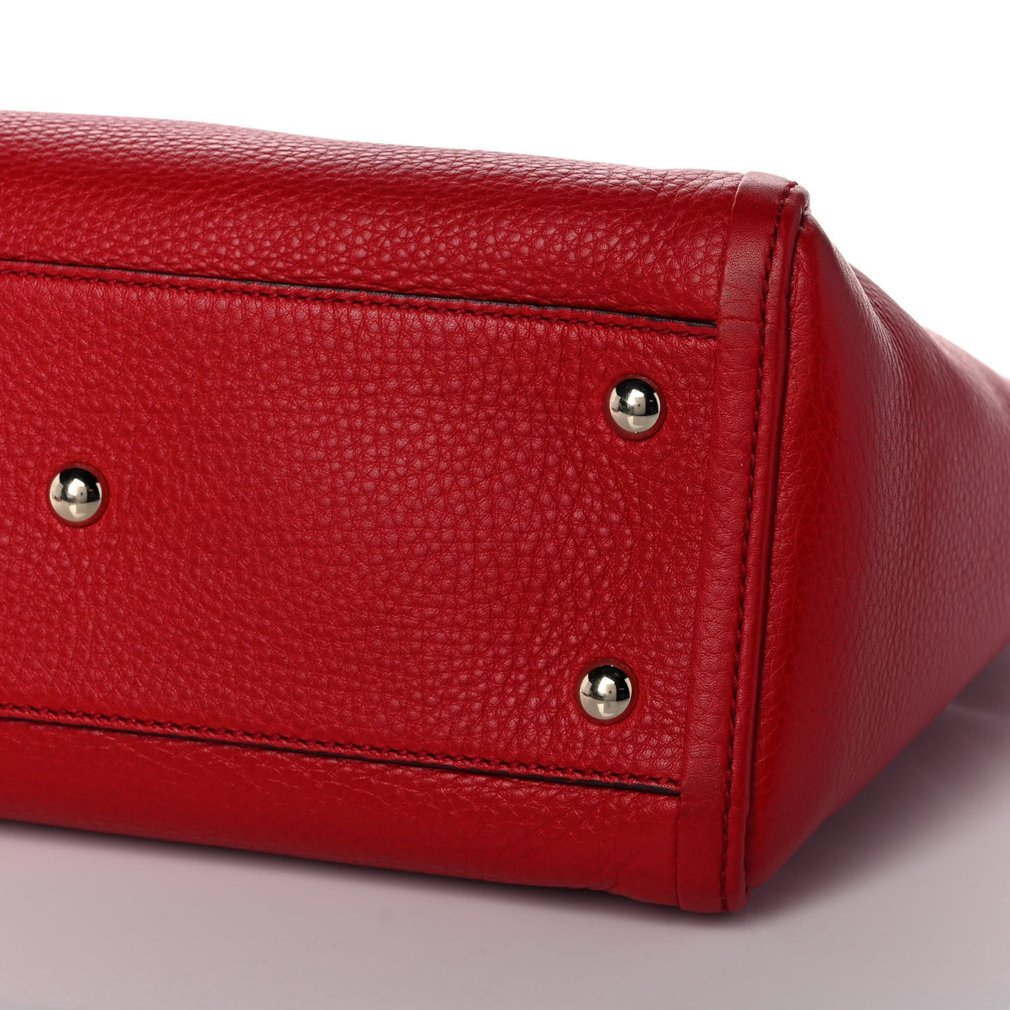 Pebbled Calfskin Small Soho Top Handle Bag Red
