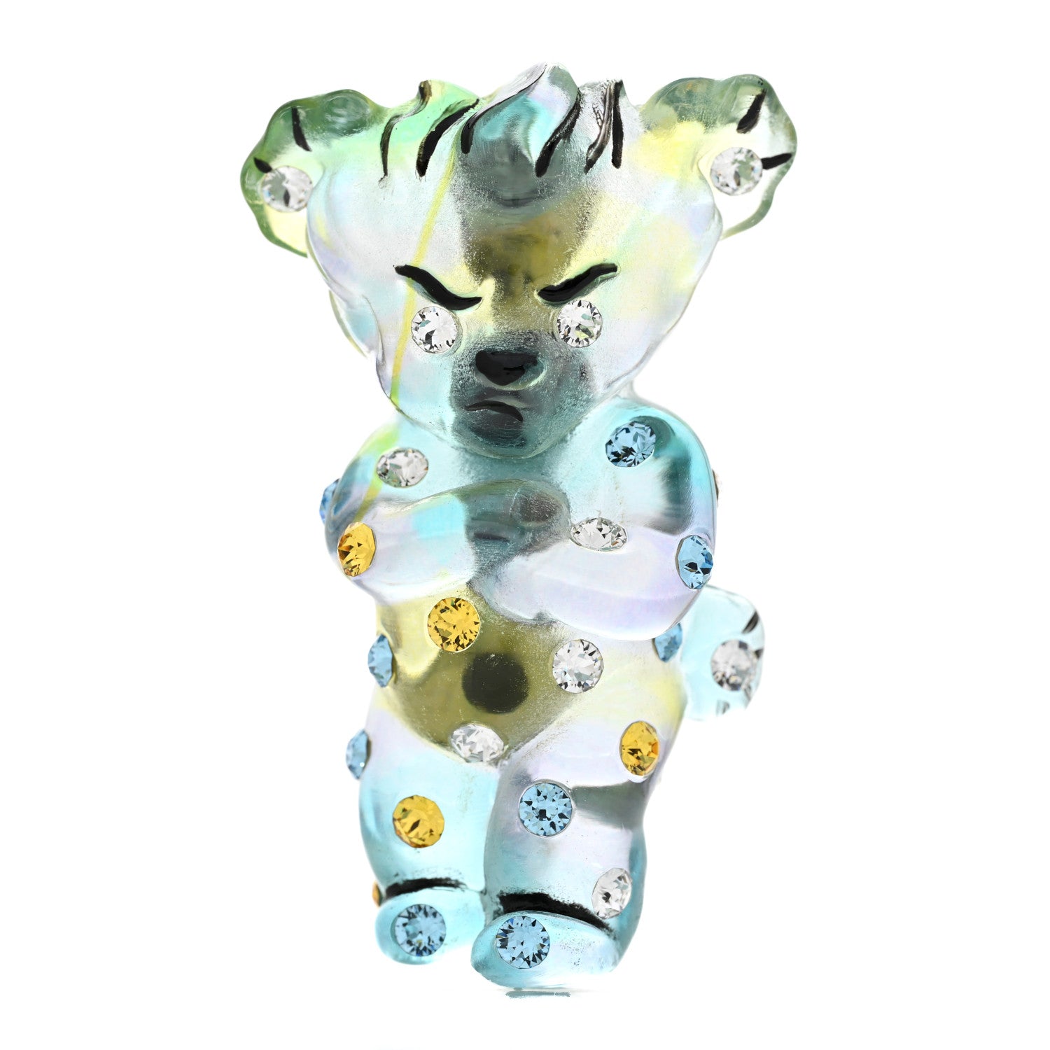Gucci Crystal Resin Ha Ha Ha Bear Brooch Blue 1 of 5