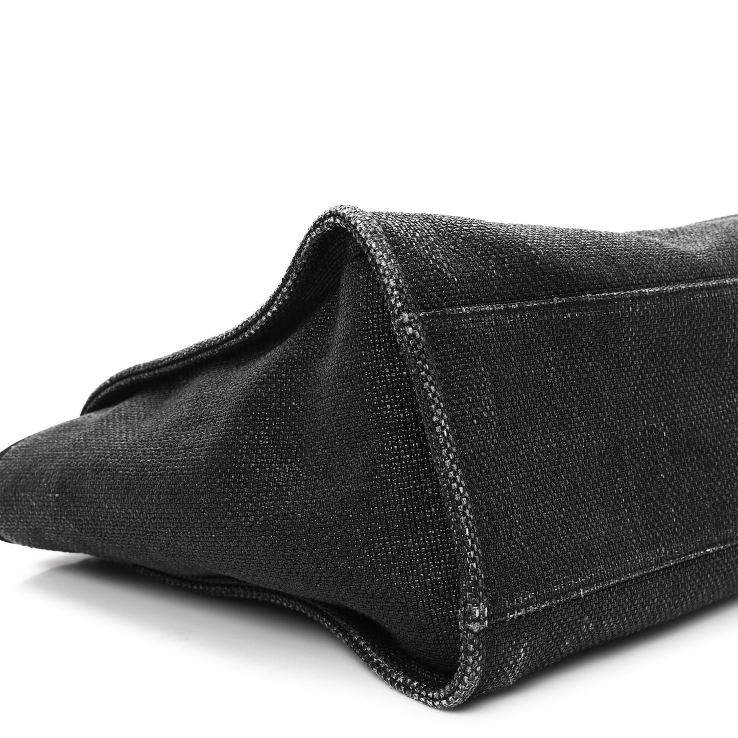 Woven Straw Raffia Large Deauville Tote Black