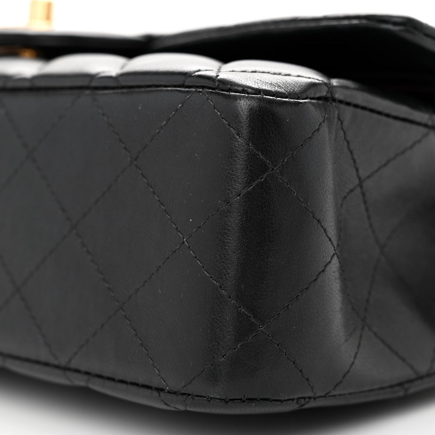 Lambskin Quilted Medium Double Flap Black