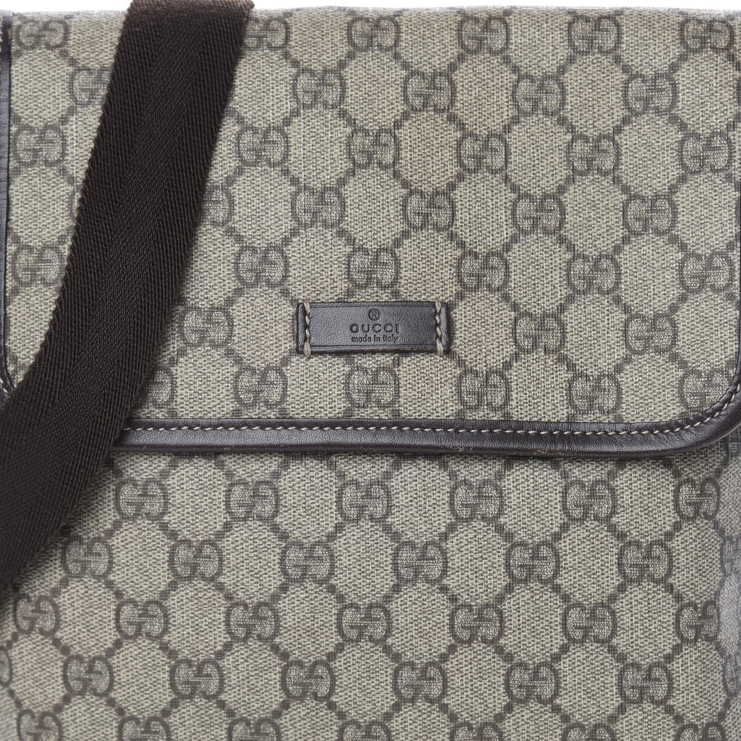 GG Supreme Monogram Selleria Calfskin Small Flap Messenger Bag Beige Ebony Cocoa Dark Chocolate