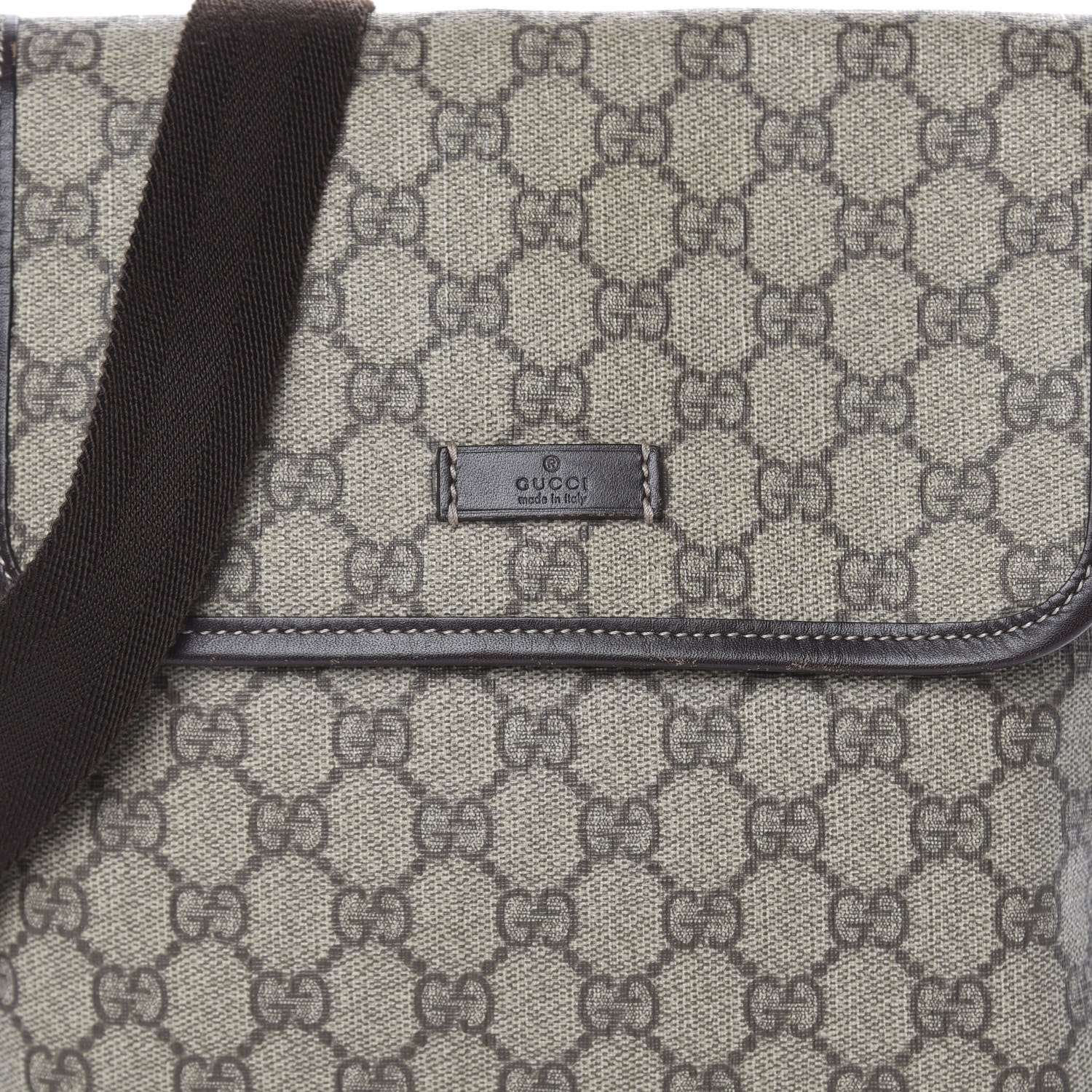Gucci GG Supreme Monogram Selleria Calfskin Small Flap Messenger Bag Beige Ebony Cocoa Dark Chocolate 10 of 10