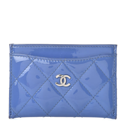 Chanel Patent Quilted Card Holder Blue 1 of 9