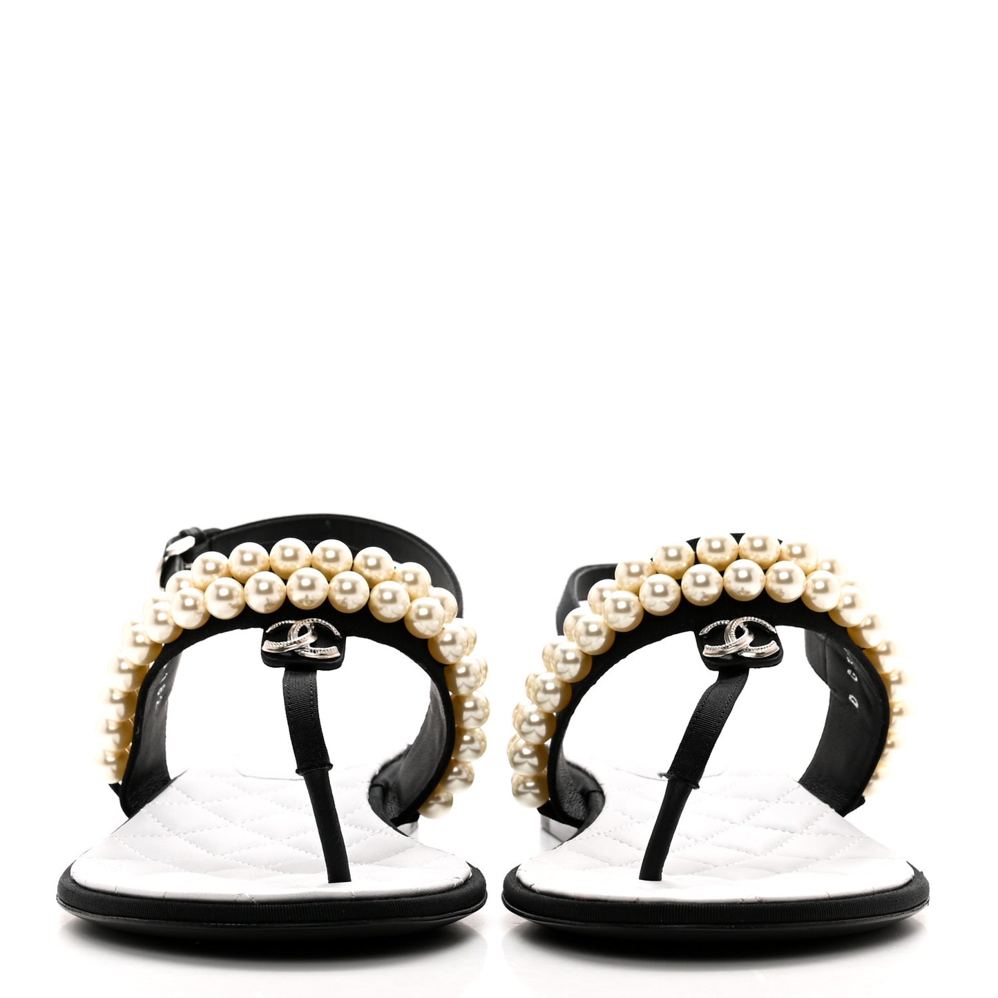 Grosgrain Pearl CC Sandals 39 Black