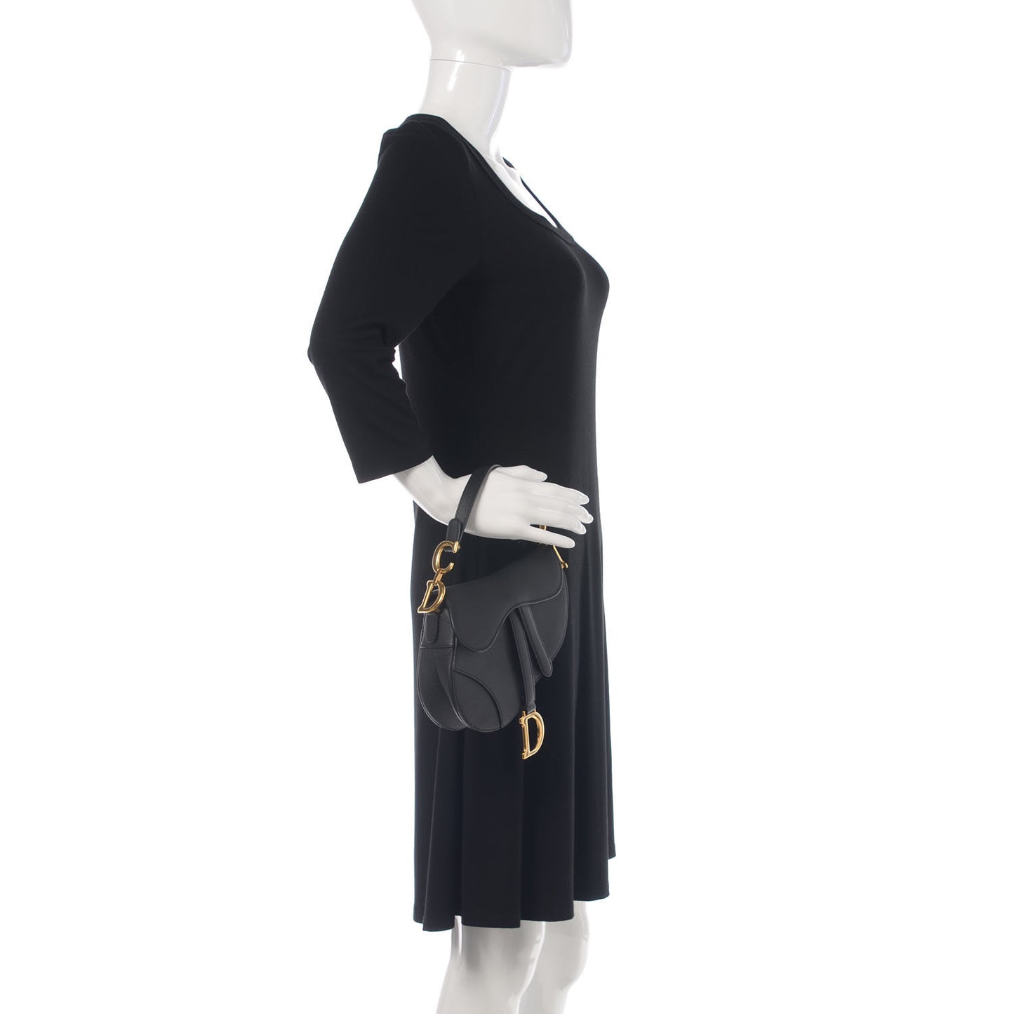 Grained Calfskin Mini Saddle Bag Black