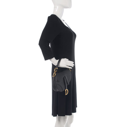 Christian Dior Grained Calfskin Mini Saddle Bag Black 3 of 8