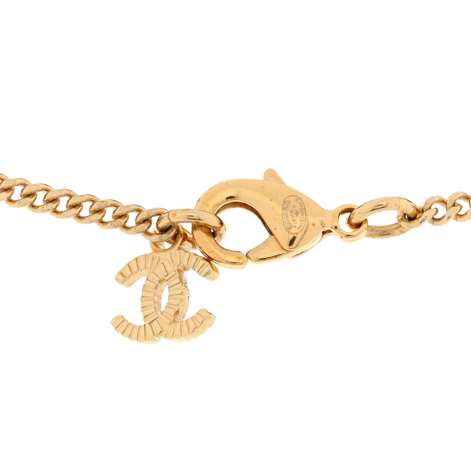 Chanel Metal Lambskin Chain CC Bow Necklace Black Gold 5 of 6
