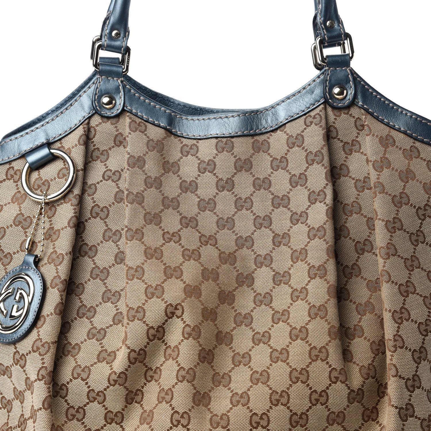 Gucci Monogram Large Sukey Tote Metallic Blue 10 of 10