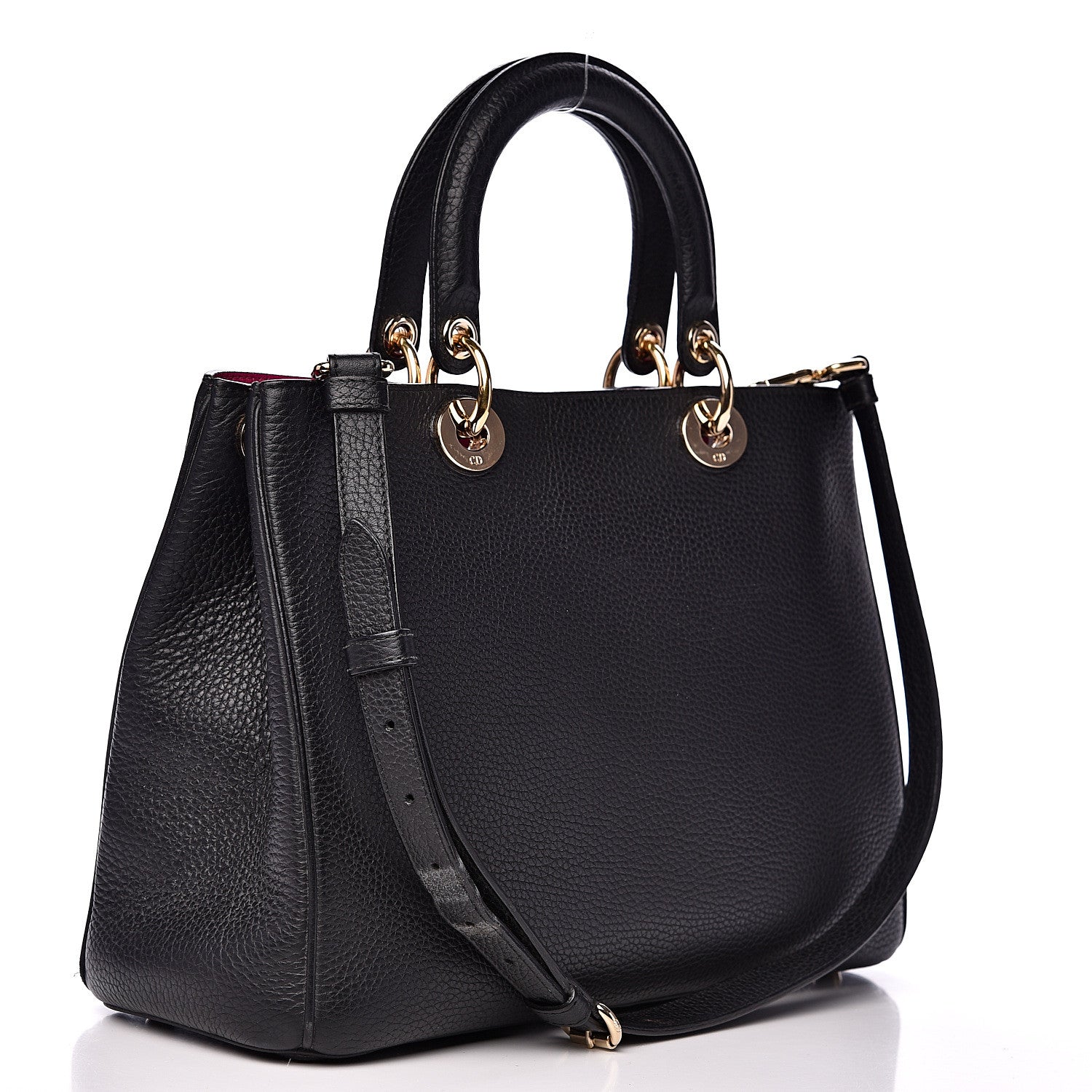 Christian Dior Bullcalf Medium Diorissimo Tote Black Rose Indien 3 of 12