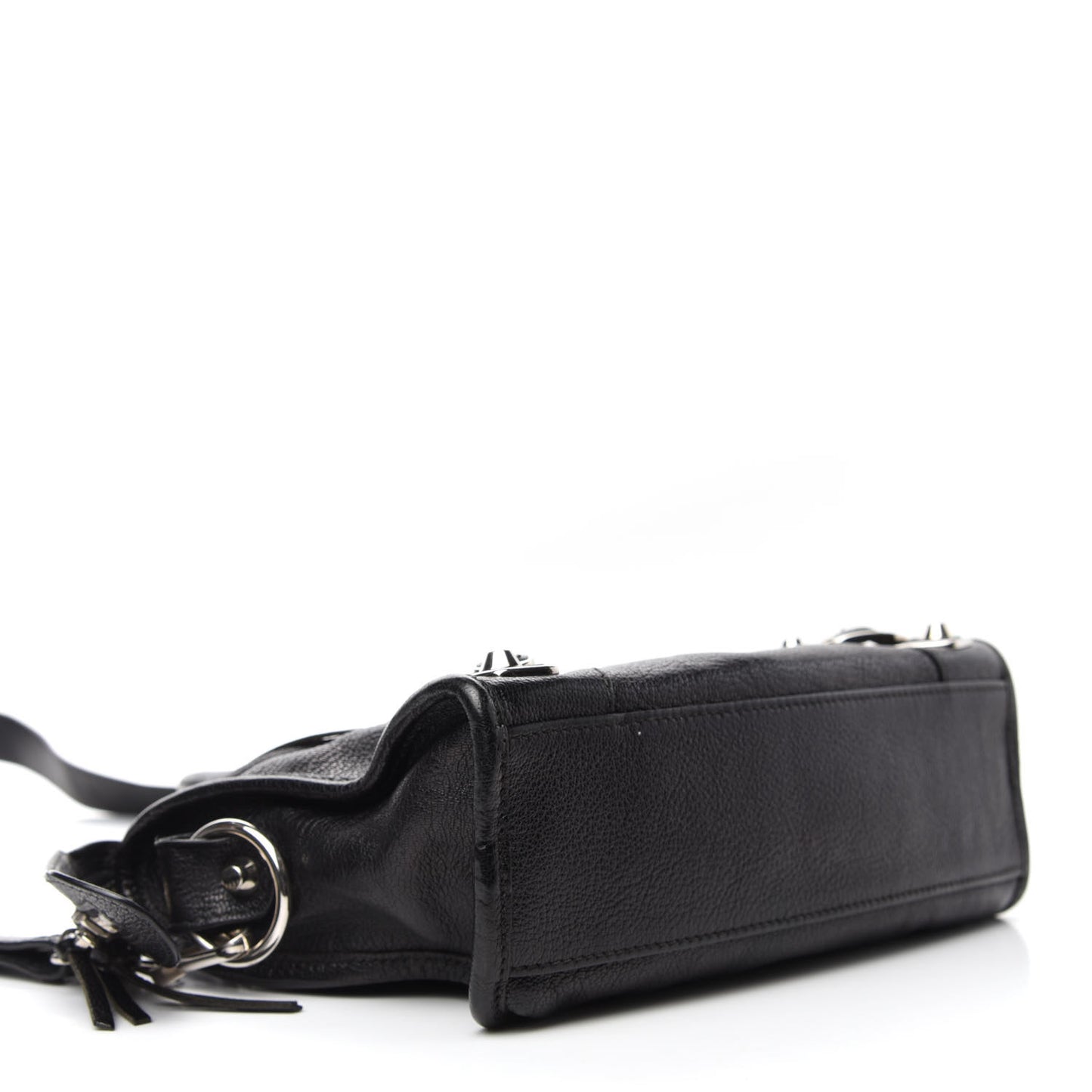 Chevre Silver Metallic Edge Hardware Mini City Black