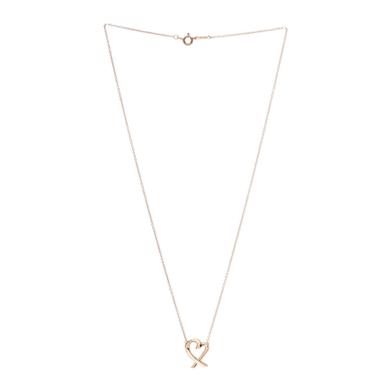Tiffany 18K Rose Gold Small Paloma Picasso Loving Heart Pendant Necklace 3 of 4