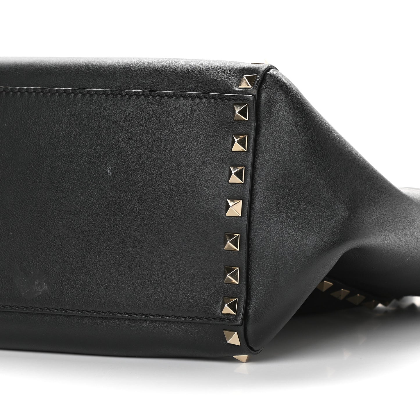 Vitello Rockstud Double Handle Tote Black