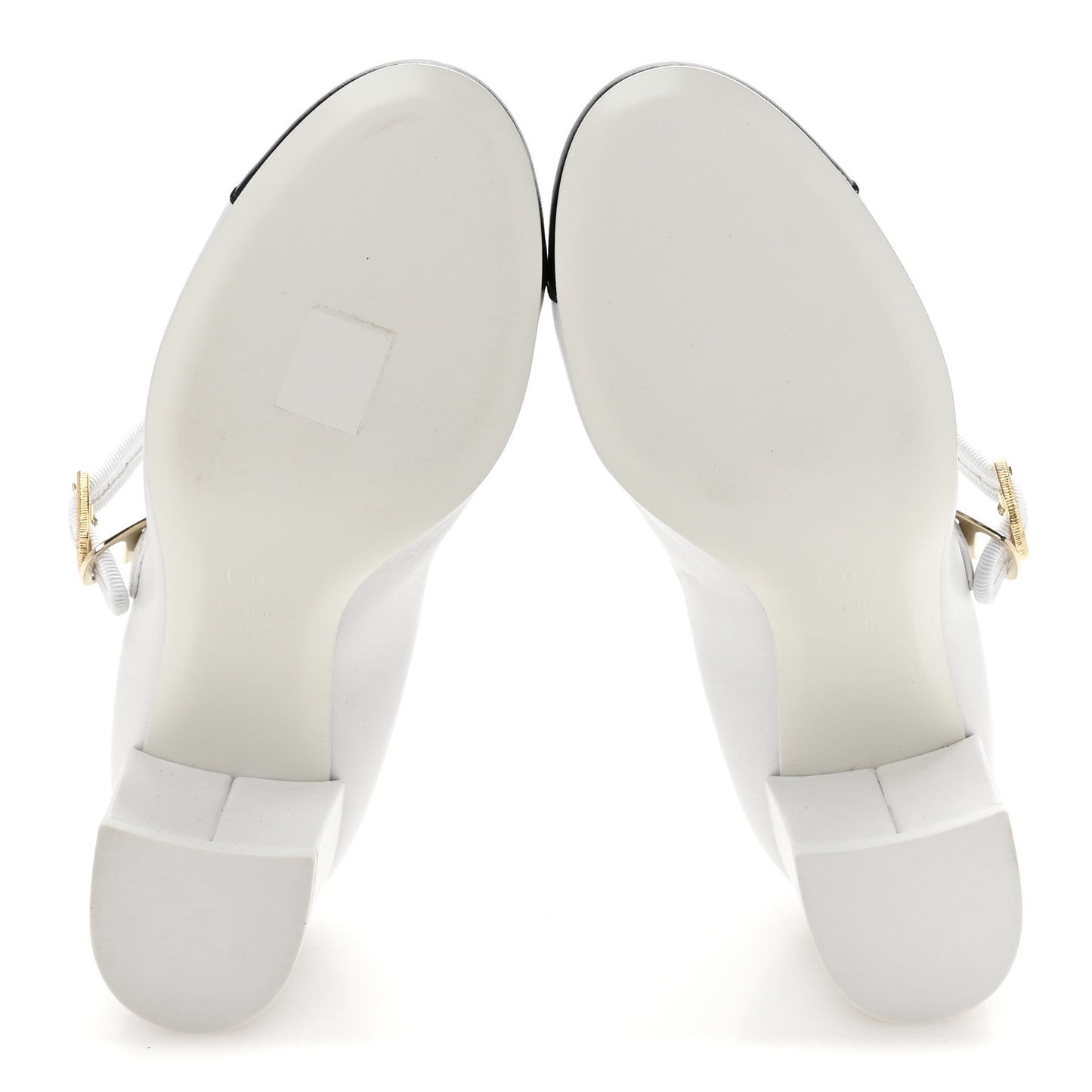 Lambskin CC Cap Toe Mary Jane Pumps 39 White Black