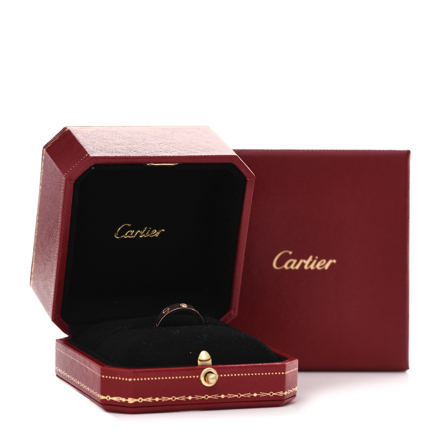Cartier 18K Pink Gold Diamond 4mm LOVE Wedding Band Ring 49 4.75 5 of 5