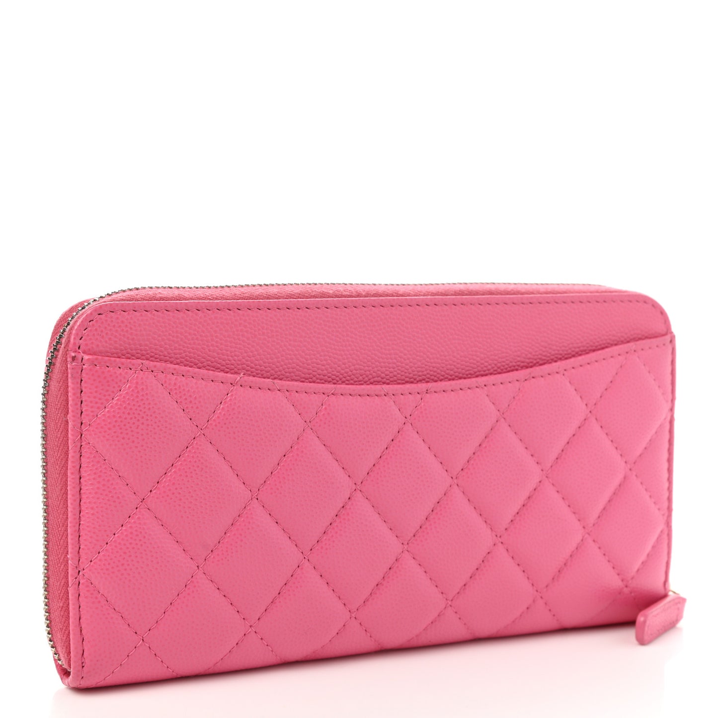 Caviar Quilted Large Gusset Zip Around Wallet Pink