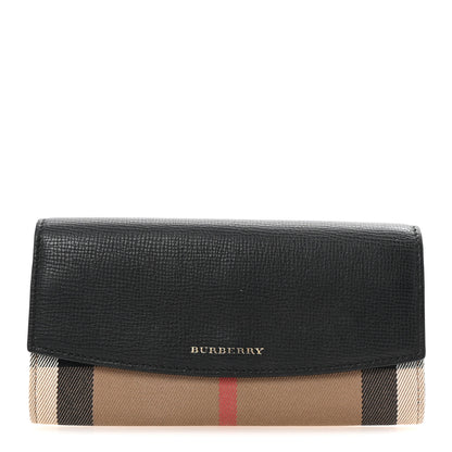 Burberry Grainy Calfskin House Check Continental Wallet Black 1 of 6