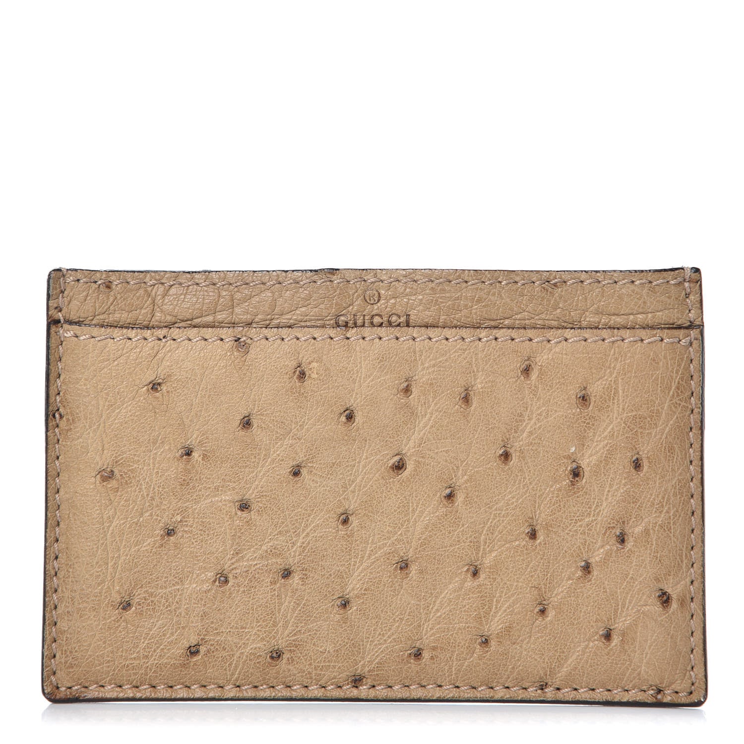 Gucci Ostrich Card Holder Brown 1 of 8