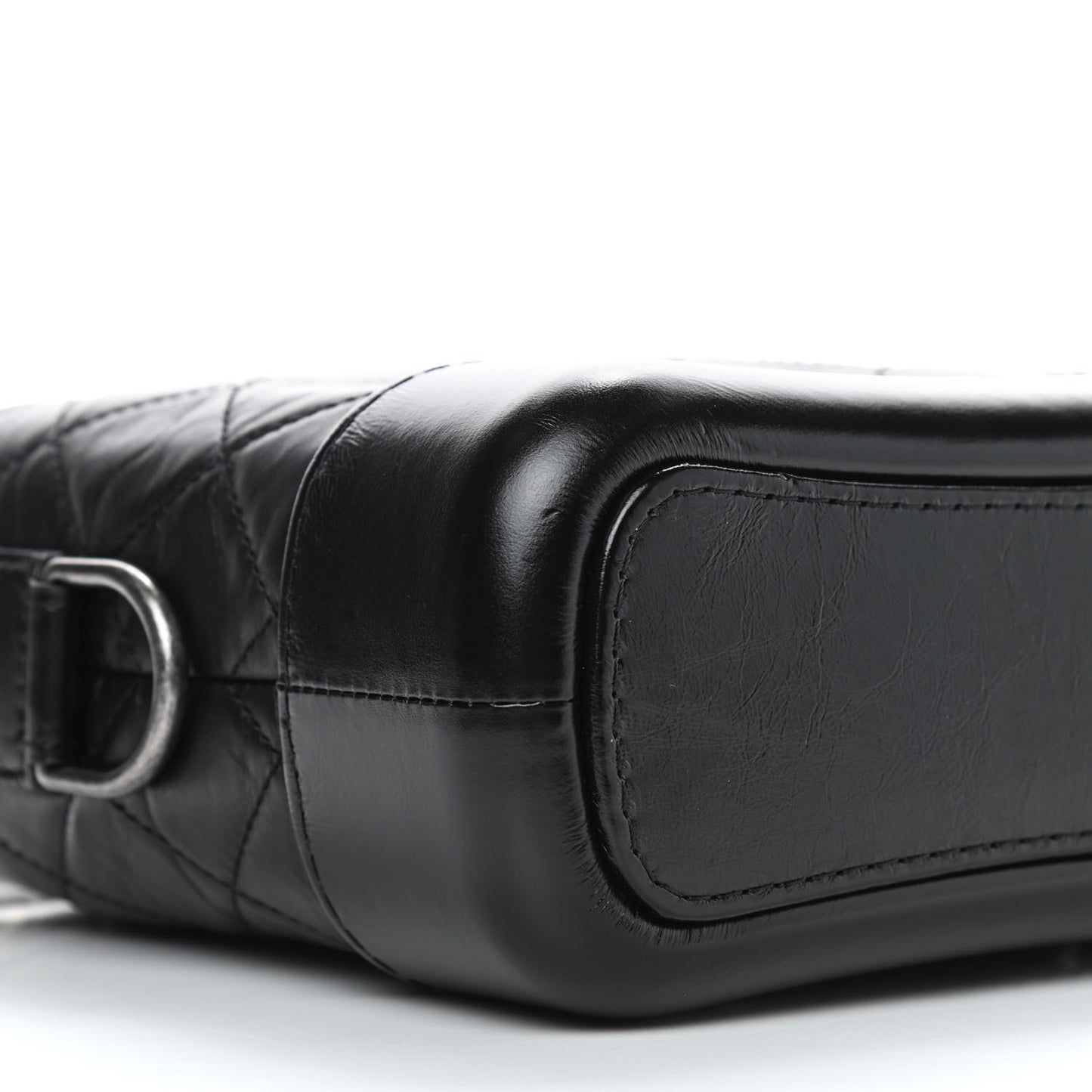 Aged Calfskin Quilted Small Gabrielle Hobo Black