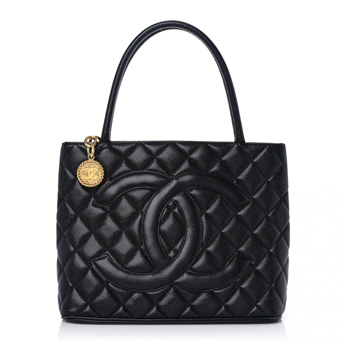 Caviar Quilted Medallion Tote Black