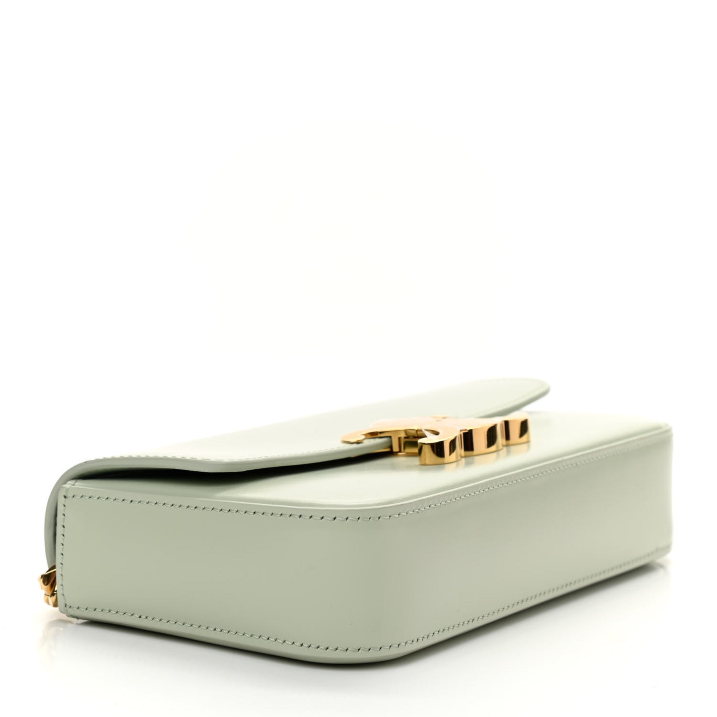 Shiny Calfskin Triomphe Chain Shoulder Bag Jade