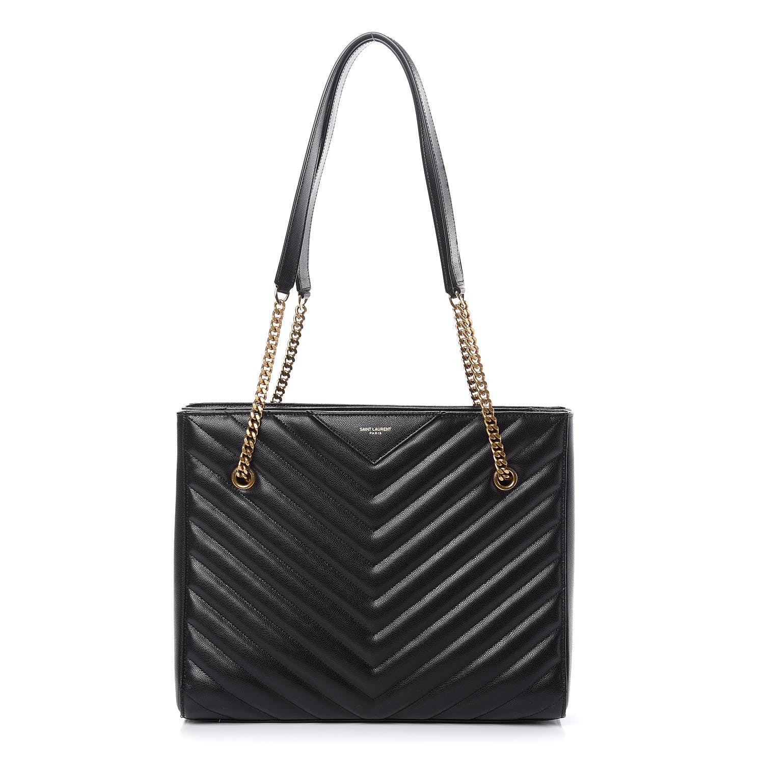 Saint Laurent Grain De Poudre Matelasse Chevron Medium Tribeca Shopping Bag Black 1 of 11